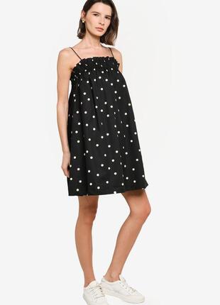Плаття на бретелях в горошок h&m 100% коттон