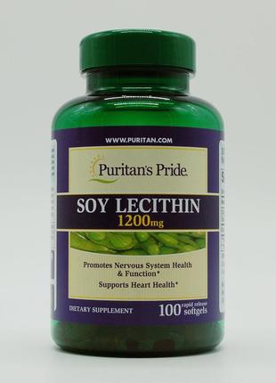 Лецитин из сои, puritan's pride, 1200 мг, 100 капсул