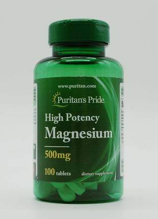 Магний, puritan's pride, 500 мг, 100 таблеток