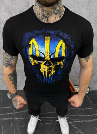 Мужская футболка Каратель (Punisher) с тризубом Украины Патрио...