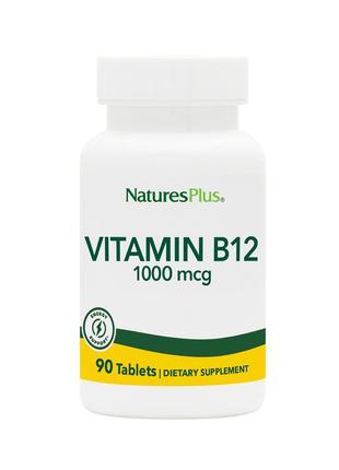 Витамин B-12 (Метилкобаламин), Natures Plus, 1000 мкг, 90 Табл...