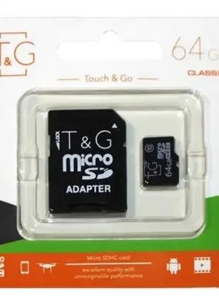 Карта памяти T&G; microSDHC 64 GB class 10 (с адаптером)