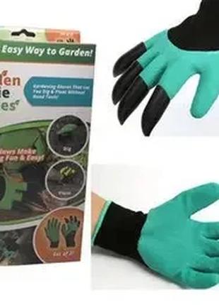 Садовые перчатки Garden genie gloves с 4 наконечниками для рыт...