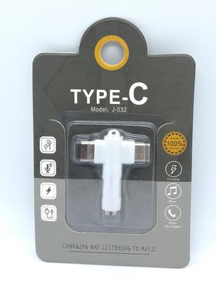 Адаптер Type-C на 3.5 Jack + Type-C F J-032