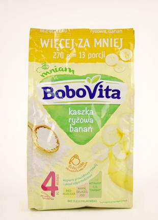 Детская безмолочная рисовая каша со вкусом банана Bobovita 270...