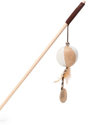 Іграшка Taotaopets 014430 Паличка дерев'яна з пір'ям 40 см Ball