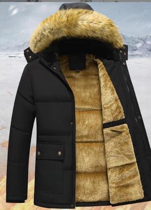 Куртка мужская осень-зима (на утеплители + мех) черного цвета ...