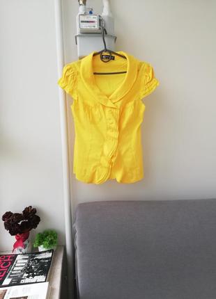 Итальянская блуза рубашка сочная желтая