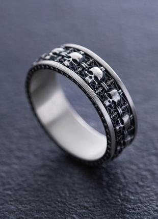 Мужское серебряное кольцо с черепами 1164