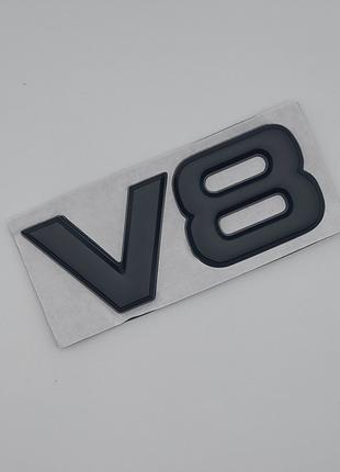 Емблема V8 (метал, чорний, матовий)