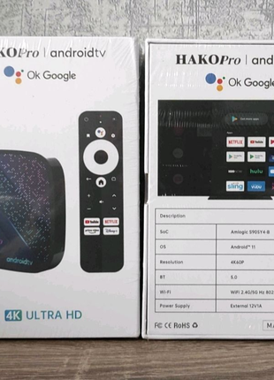 HAKO Pro 4/32 Смарт ТВ приставка Android TV андроїд smart tv