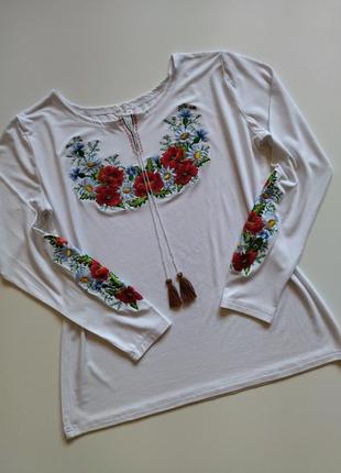 Вышитая кофточка блузка вышиванка с длинным рукавом