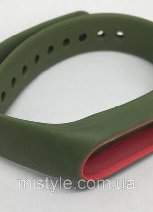 Ремешок для xiaomi mi band 2 зелёный с красным ободком