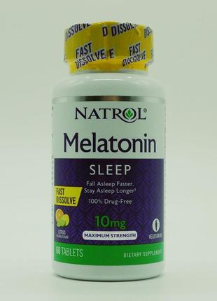 Мелатонин быстрого высвобождения (вкус цитрус), natrol, 10 мг,...