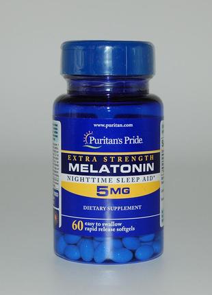 Мелатонін, puritan's pride, 5 мг, 60 капсул