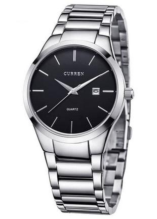 Классические мужские наручные часы Curren 8106 Silver-Black