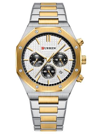 Классические мужские наручные часы Curren 8440 Silver-Gold-White