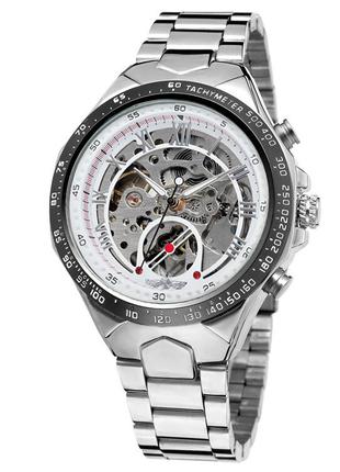 Мужские классические часы Winner 8067 Silver-Black-White Red C...