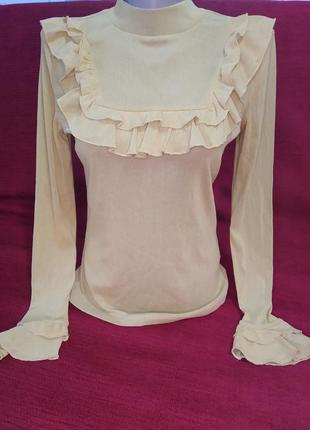 Полупрозрачная горчичная блуза от aako
