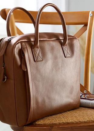 Шкіряний портфель сумка шкіряна коричнева натуральна для ноутбука