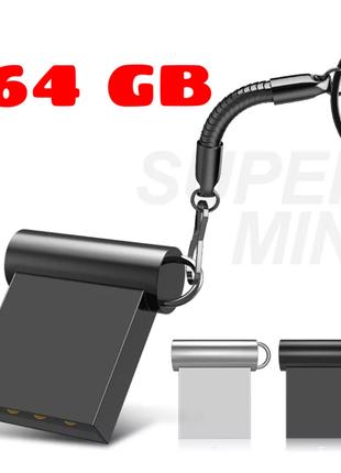 Флешка mini 64 ГБ, USB 2.0 чорна, срібна