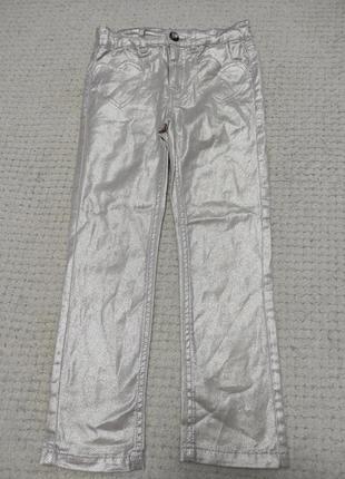 Яркие серебристые брюки-леггинсы для девочки 116/122р.