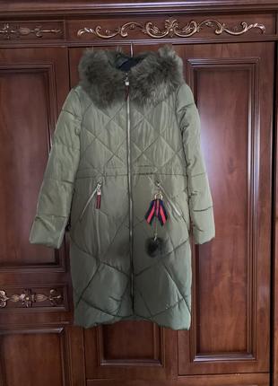 Зимнее стеганое пальто-пуховик новый