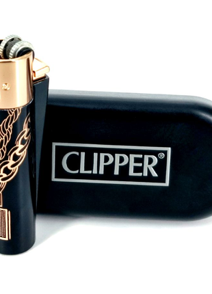 Зажигалка Clipper металл с рисунком Подарочная