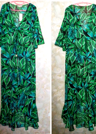 Пляжная туника, халат, floral print.