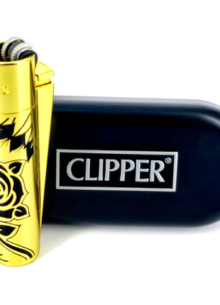 Зажигалка Clipper металл с рисунком  Подарочная