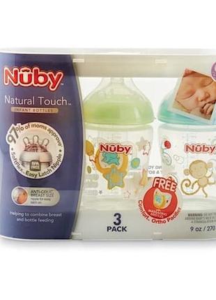 Nuby natural touch набор бутылочка для кормления 3шт и соска п...