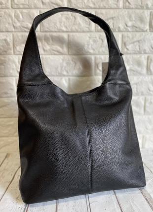 Велика шкіряна сумка хобо чорна італія 🇮🇹 нова колекція