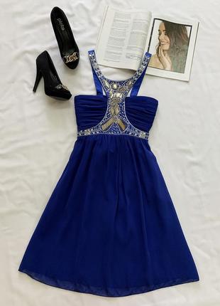 Распродажа! коктейльное синее платье krisp