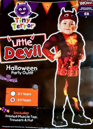 Костюм tiny terror карнавальный чертенок на хэллоуин на 3-4 года