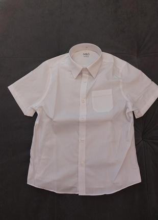 Новая, белая рубашка m&amp;s 8-9 лет (134см).