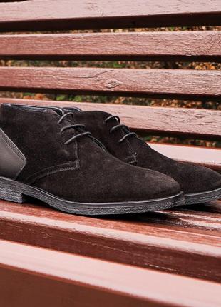 Черные замшевые ботинки дерби 40 - 44 размер