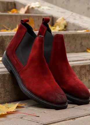 Красные ботинки челси из замши 40, 42 размер
