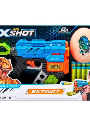 X-Shot Швидкострільний бластер DINO Extinct New (1 яйце, 8 пат...