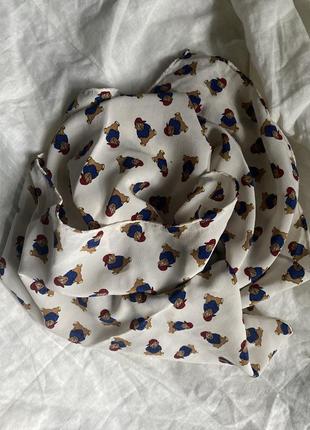 Кремовый платок шарф из натурального шелка ( 100% шелк) с медв...