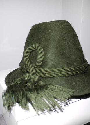 Шляпа темно зеленая из натурального фетра винтаж