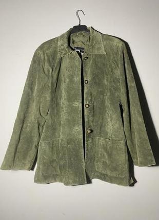 Жакет пиджак куртка из натуральной замши . зелёная оливковая