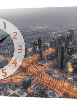Настінний годинник ProfART на полотні 30 x 53 см Нічне місто (...
