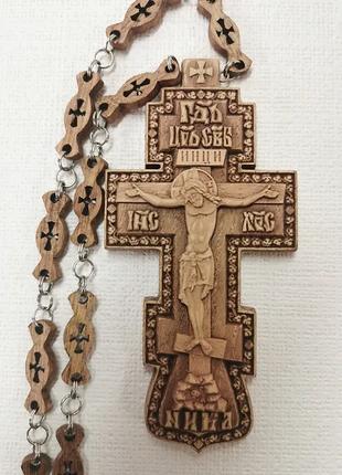 Православний різьблений Хрест 63х127мм (дуб)
