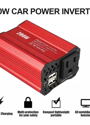 Преобразователь инвертор Power inverter DDRADON 200W DC 12V AC...