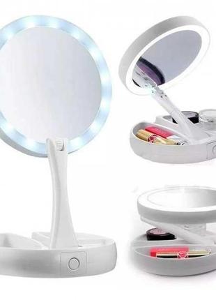 Зеркало для макияжа с LED подсветкой круглое поворотное D16СМ ...