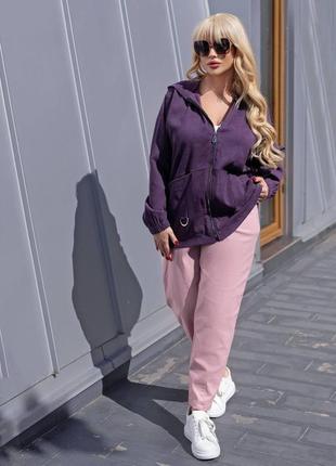 Женская вельветовая куртка цвет фиолетовый р.54/58 431412