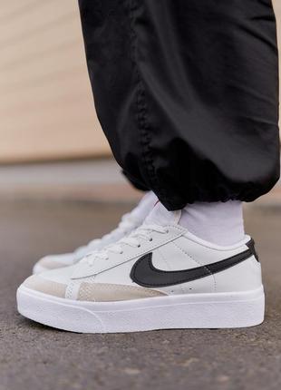 Nike blazer low platform white black