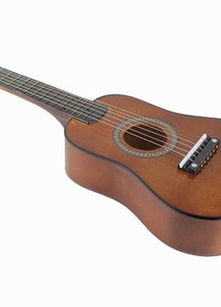 Игрушечная гитара с медиатором m 1369 деревянная  (коричневый)