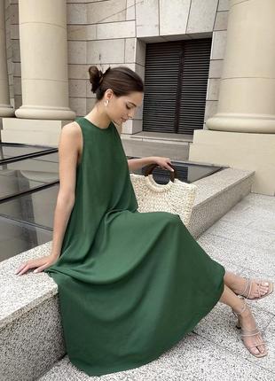 Длинное летнее платье зеленый