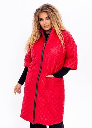 Жіноча куртка-пальто з плащової тканини р.68 377496